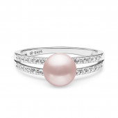 Inel cu perla naturala roz pudra si cristale de argint DiAmanti SK21492R-L-G